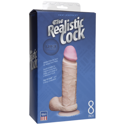 Фалоімітатор Doc Johnson The Realistic Cock 8 inch White - ULTRASKYN, Vack-U-Lock (м'яте паковання!!!) - фото 4