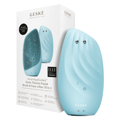 Main image for product index 1: Очищувальна щітка для обличчя GESKE Sonic Thermo Facial Brush&Face-Lifter 8в1 turquoise