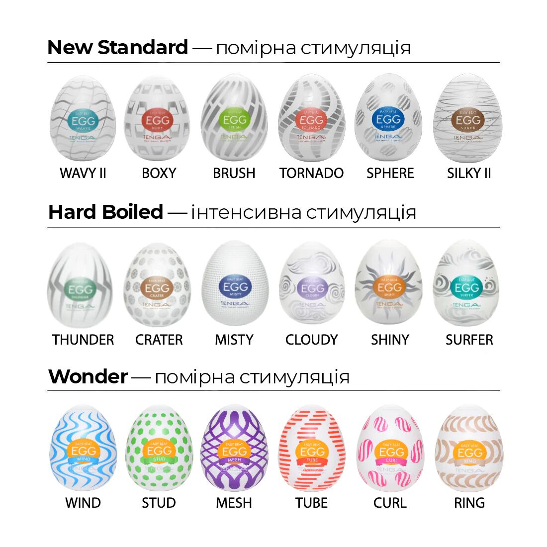 Thumb image for product index 7: Набір мастурбаторів-яєць Tenga Egg Hard Boild Pack (6 од)