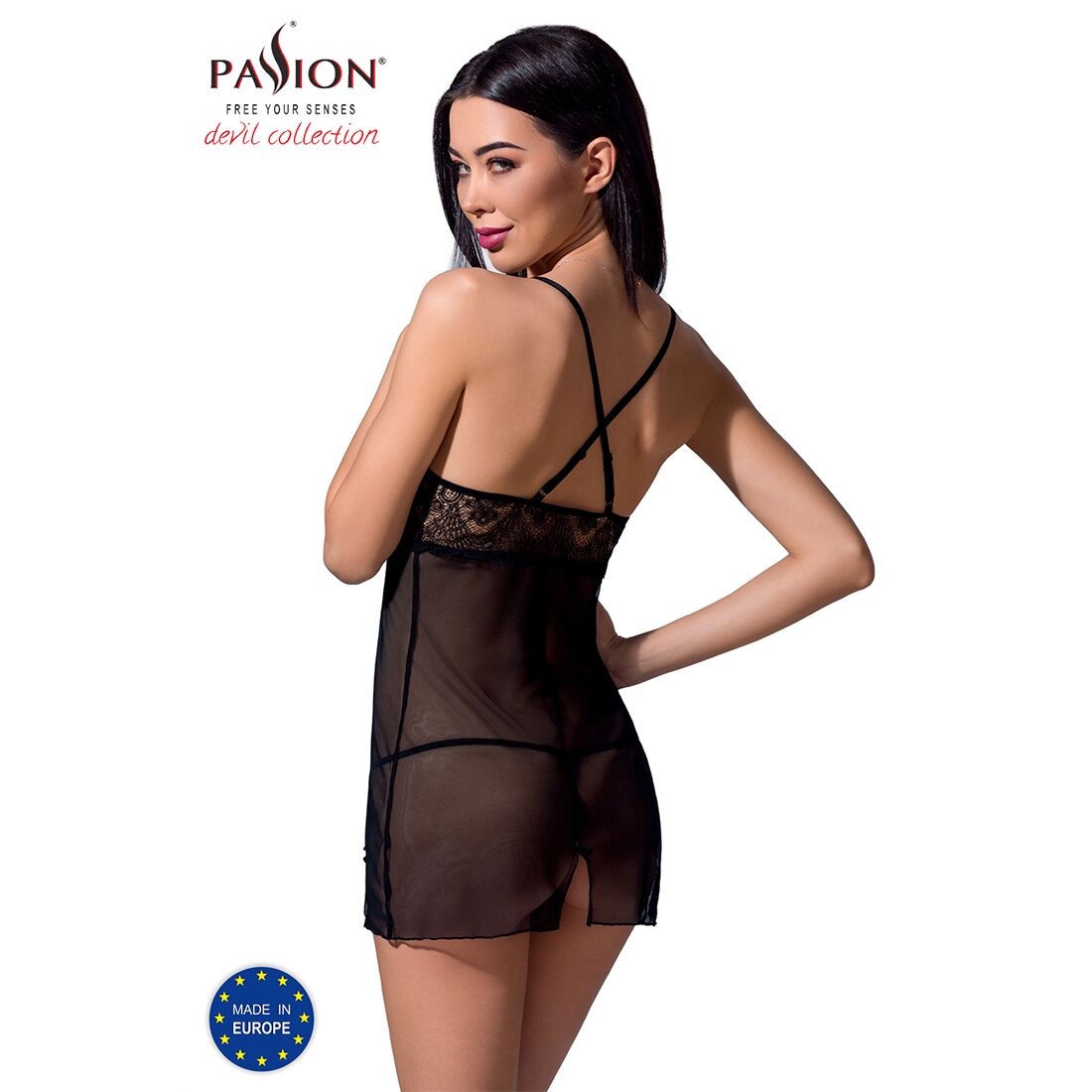 Прозрачная сорочка приталенная Passion QUENTRIS CHEMISE, трусики   - превью 9
