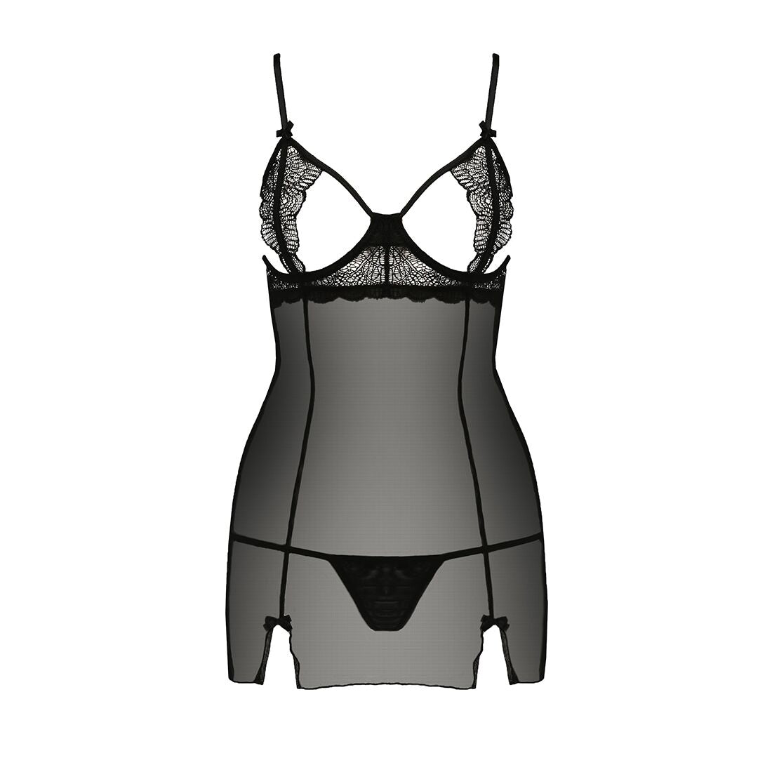 Прозрачная сорочка приталенная Passion QUENTRIS CHEMISE, трусики   - превью 12