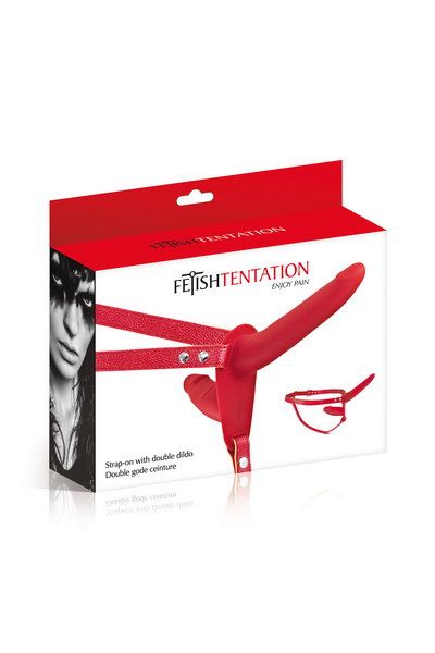 Подвійний страпон Fetish Tentation Strap-On with Double Dildo_