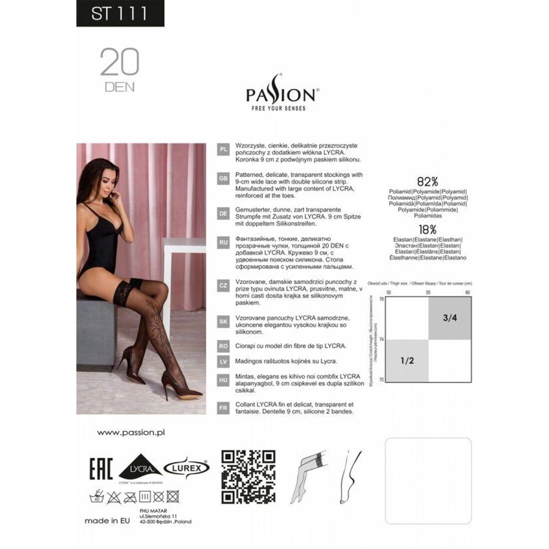 Thumb image for product index 4: Чорні панчохи з ефектом тату Passion ST111