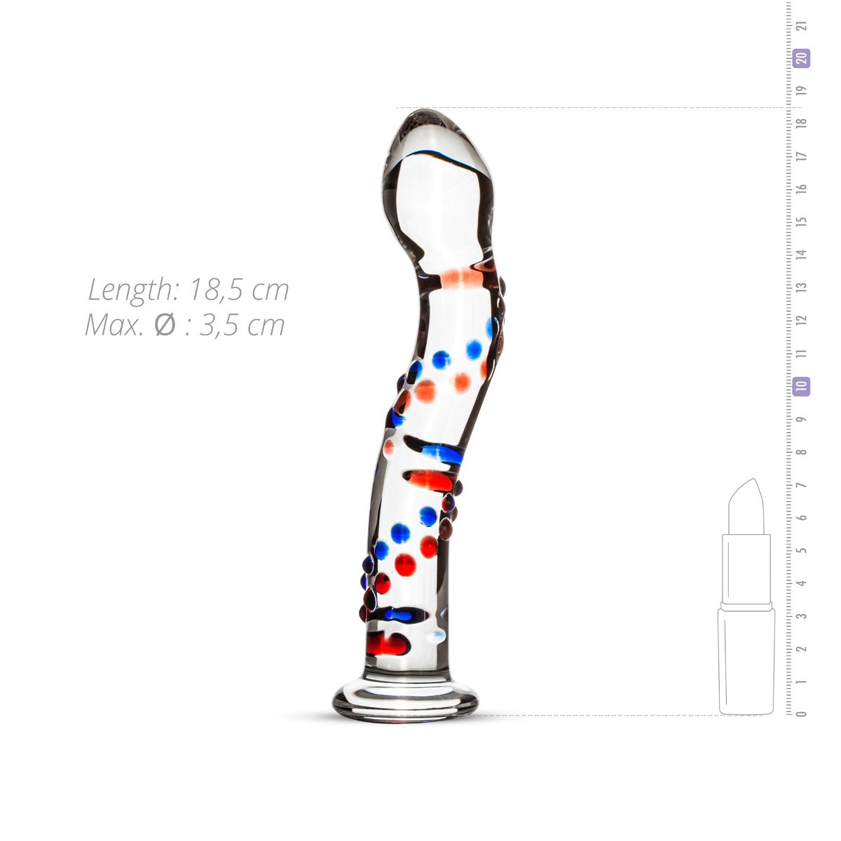 Thumb image for product index 5: Скляний ділдо з вигинами і малюнком Gildo Glass Dildo No. 3