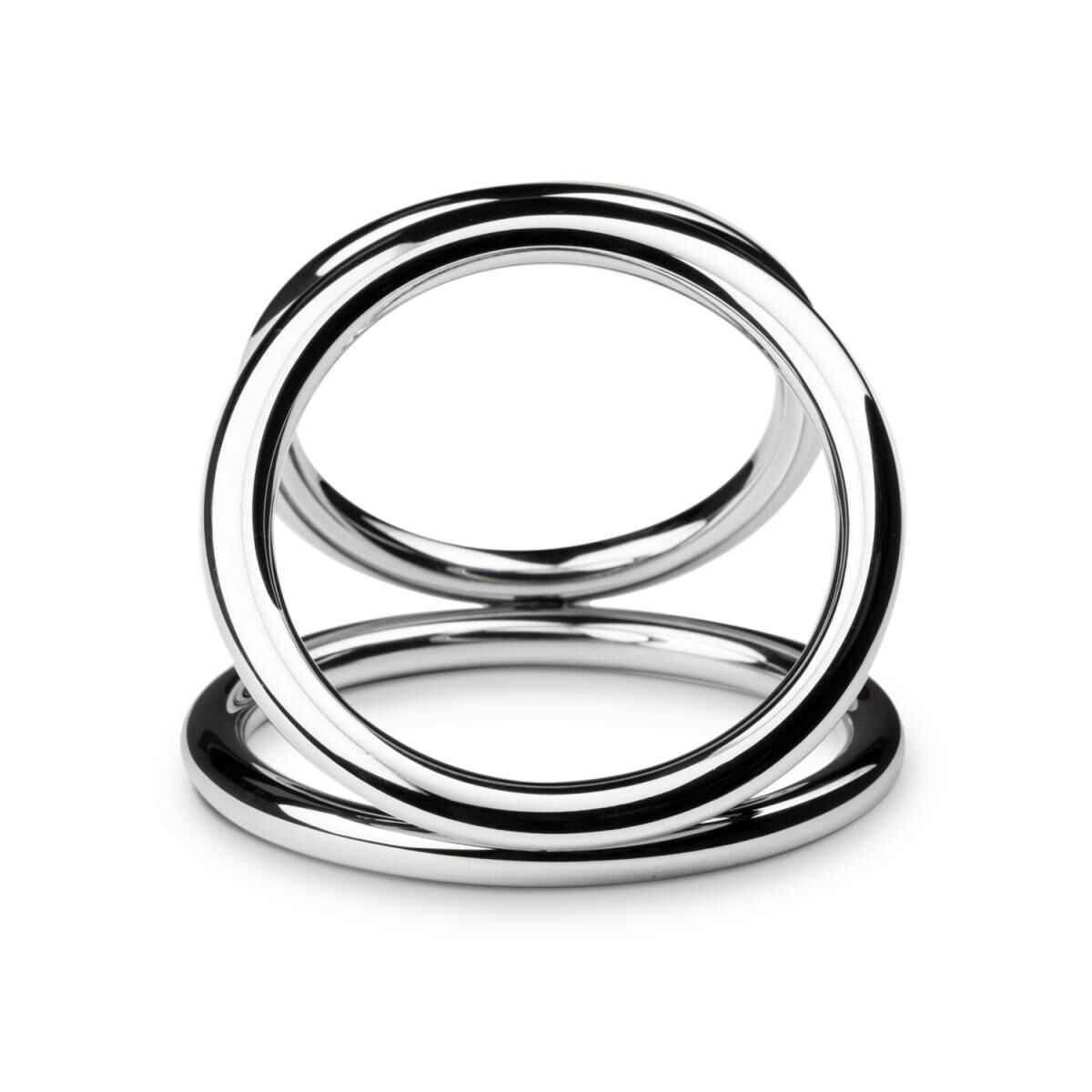 Thumb image for product index 8: Тройное эрекционное кольцо Sinner Gear Unbendable — Triad Chamber Metal Cock and Ball Ring — Medium