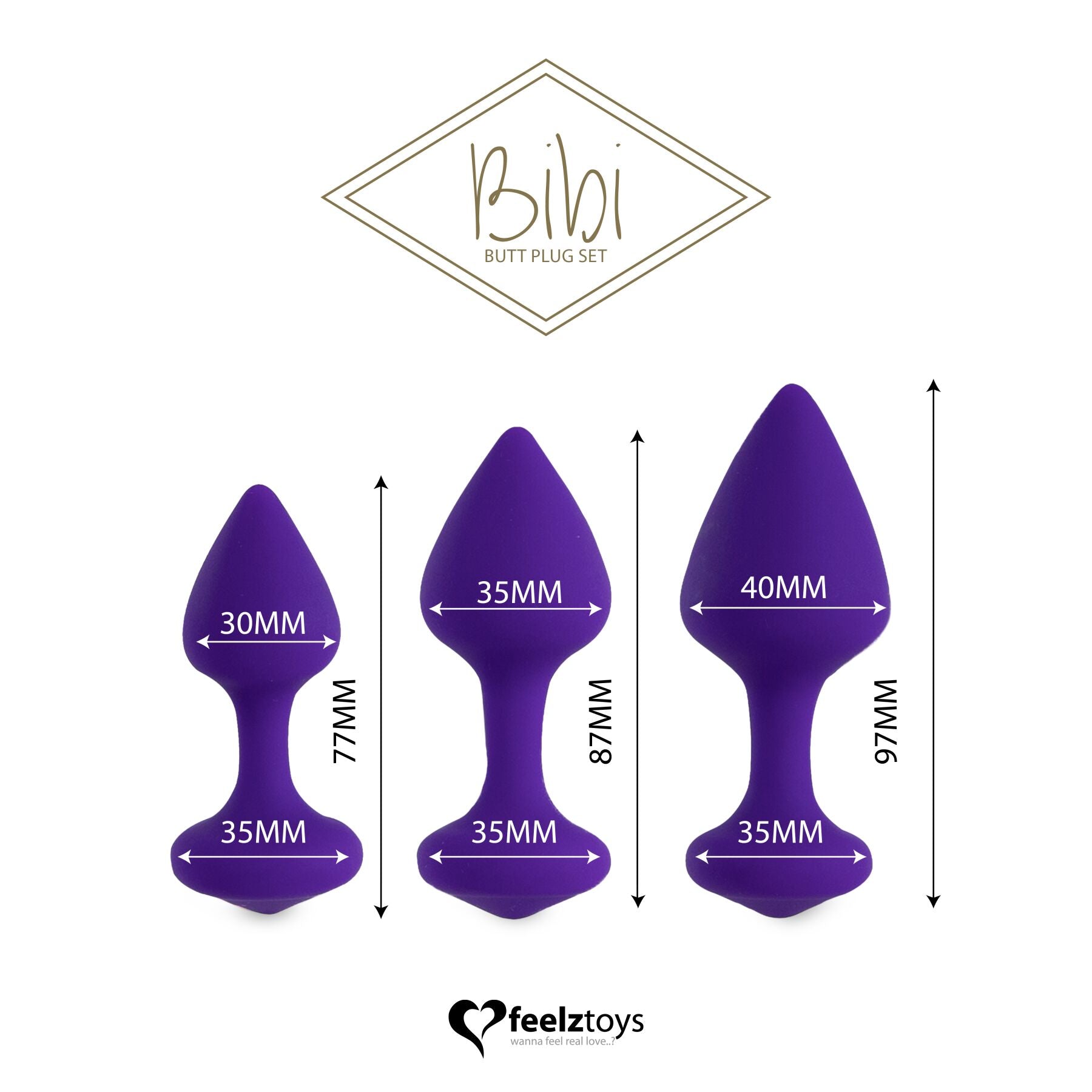 Thumb image for product index 14: Набір силіконових анальних пробок FeelzToys - Bibi Butt Plug Set