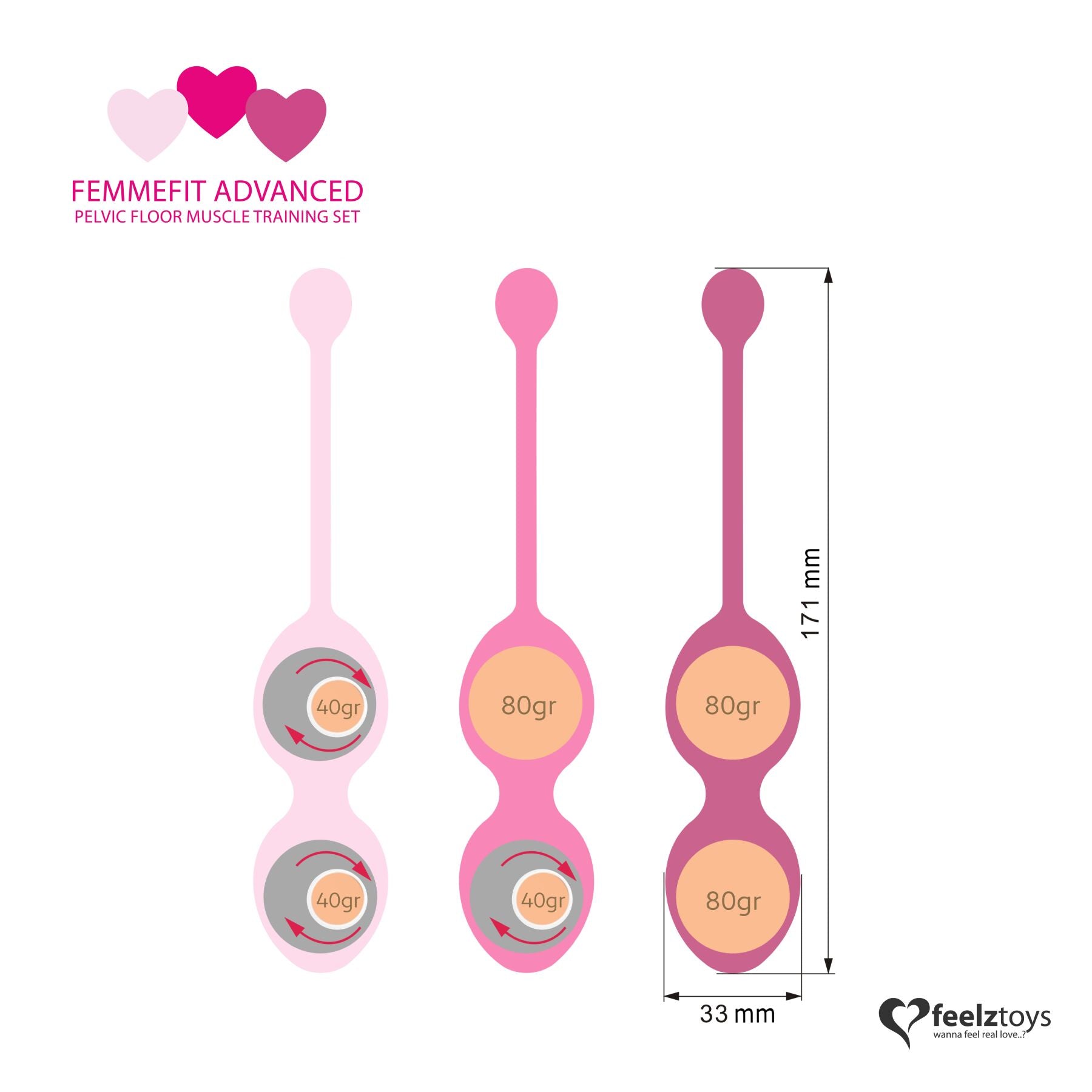 Thumb image for product index 5: Набір вагінальних кульок для просунутих FeelzToys - FemmeFit Advanced Pelvic Muscle Training Set