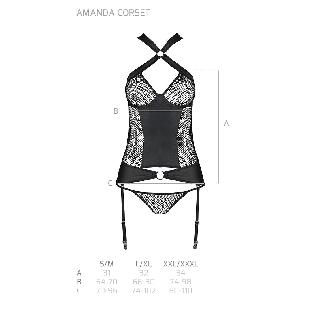 Thumb image for product index 14: Сітчастий комплект корсет Passion AMANDA CORSET