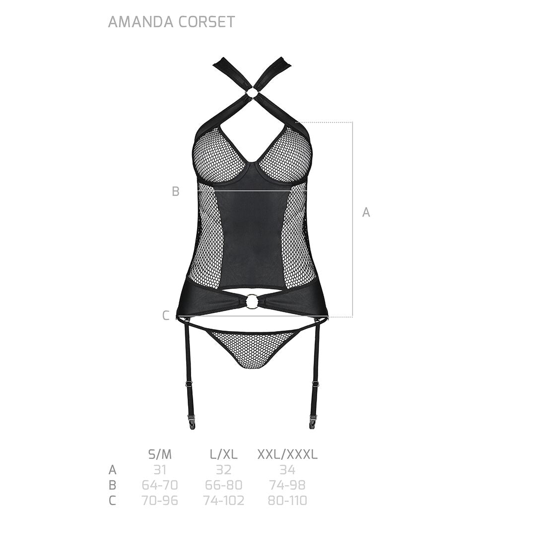 Thumb image for product index 7: Сітчастий комплект корсет Passion AMANDA CORSET