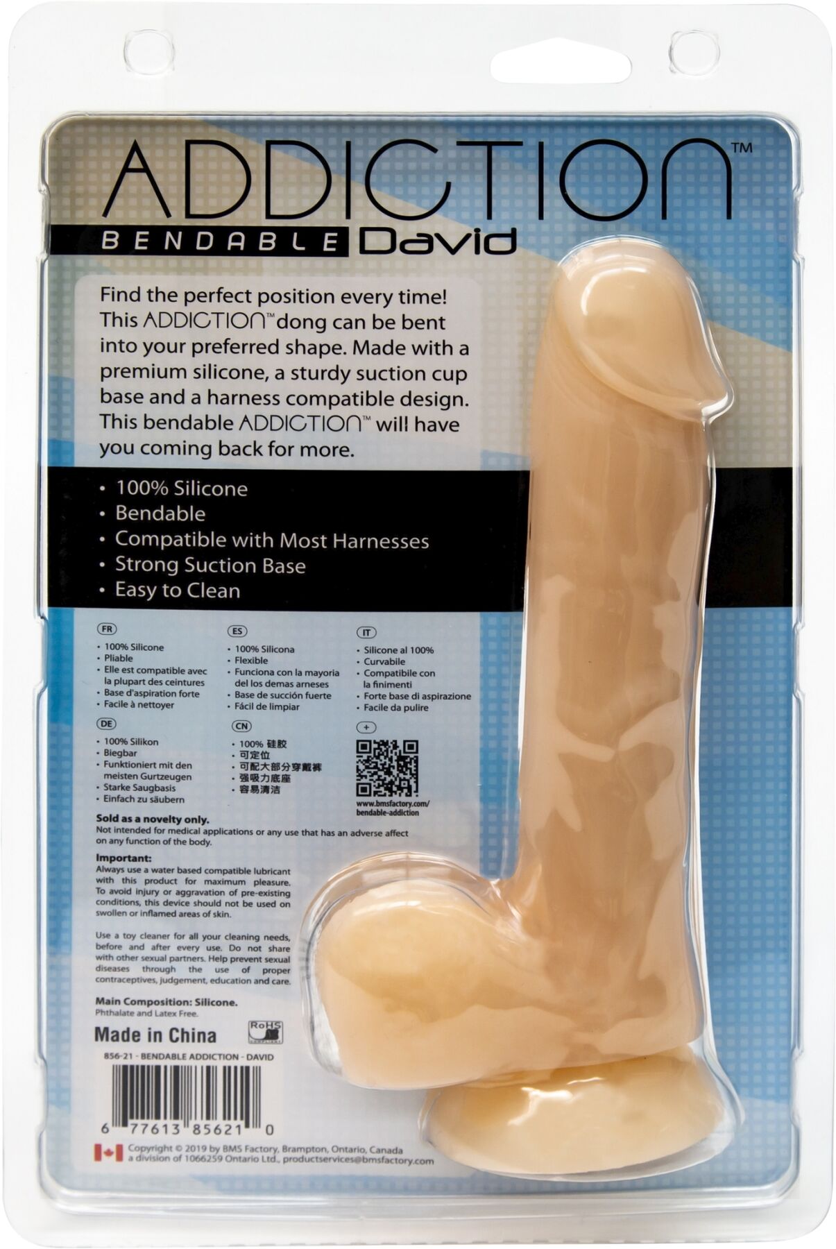 Thumb image for product index 5: Фаллоимитатор с памятью формы, на присоске ADDICTION — DAVID Silicone Dong + вибропуля в подарок