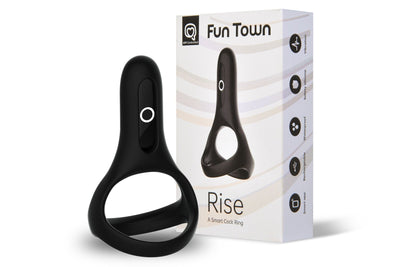 Main image for product index 1: Подвійне ерекційне кільце Fun Town Rise Black, керування зі смартфона