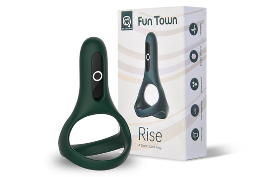 Подвійне ерекційне кільце Fun Town Rise Black, керування зі смартфона