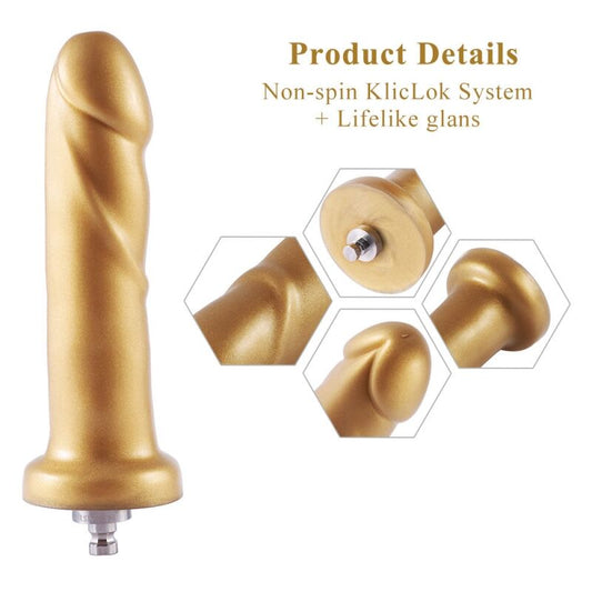 Золотий фалоімітатор Hismith Golden Silicone Dildo, система KlicLok_