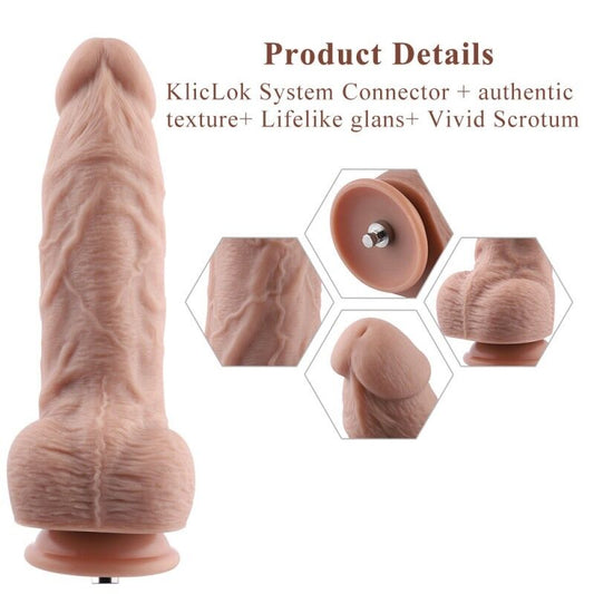 Гнучкий фалоімітатор для секс-машин Hismith Silicone Dildo, система KlicLok_