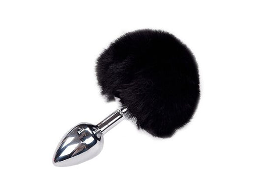 Металева анальна пробка Кролячий хвостик Alive Fluffy Plug