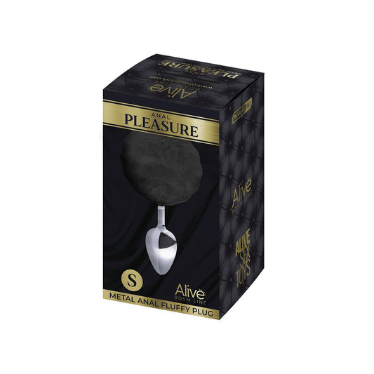 Металева анальна пробка Кролячий хвостик Alive Fluffy Plug_