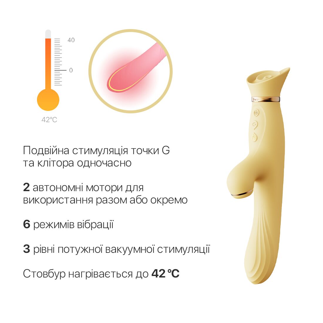 Thumb image for product index 13: Вибратор с подогревом и вакуумной стимуляцией клитора Zalo - ROSE Vibrator