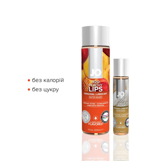 Комплект JO GWP — Peaches & Cream — Peachy Lips (120 мл) & H2O Vanilla (30 мл)_