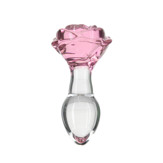 Скляна анальна пробка Pillow Talk Rosy Luxurious Glass Anal Plug, віброкуля в подарунок