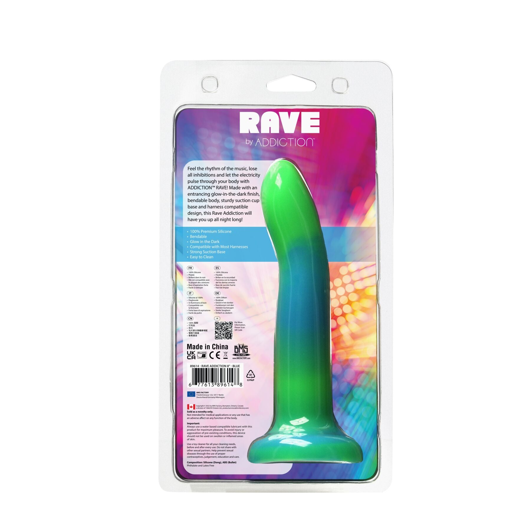 Thumb image for product index 9: Фалоімітатор, що світиться в темряві, ADDICTION Rave, Glow in the Dark Dildo