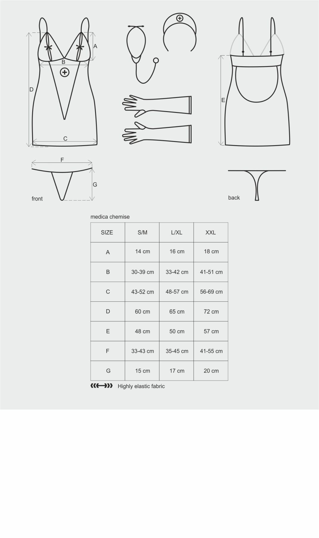 Thumb image for product index 10: Еротичний мереживний костюм медсестри Obsessive Medica dress costume