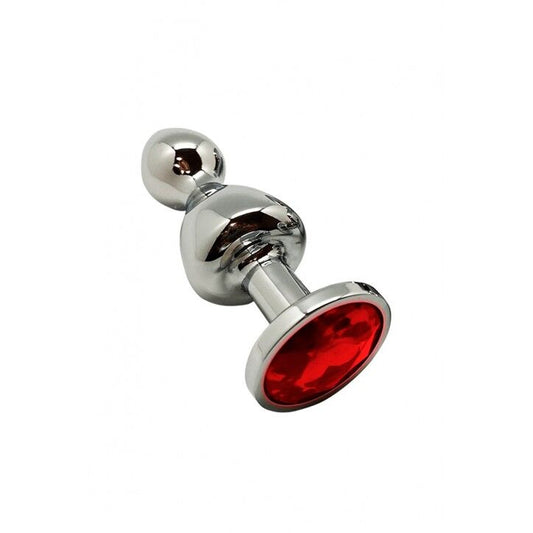 Металева анальна пробка Wooomy Lollypop Double Ball Metal Plug