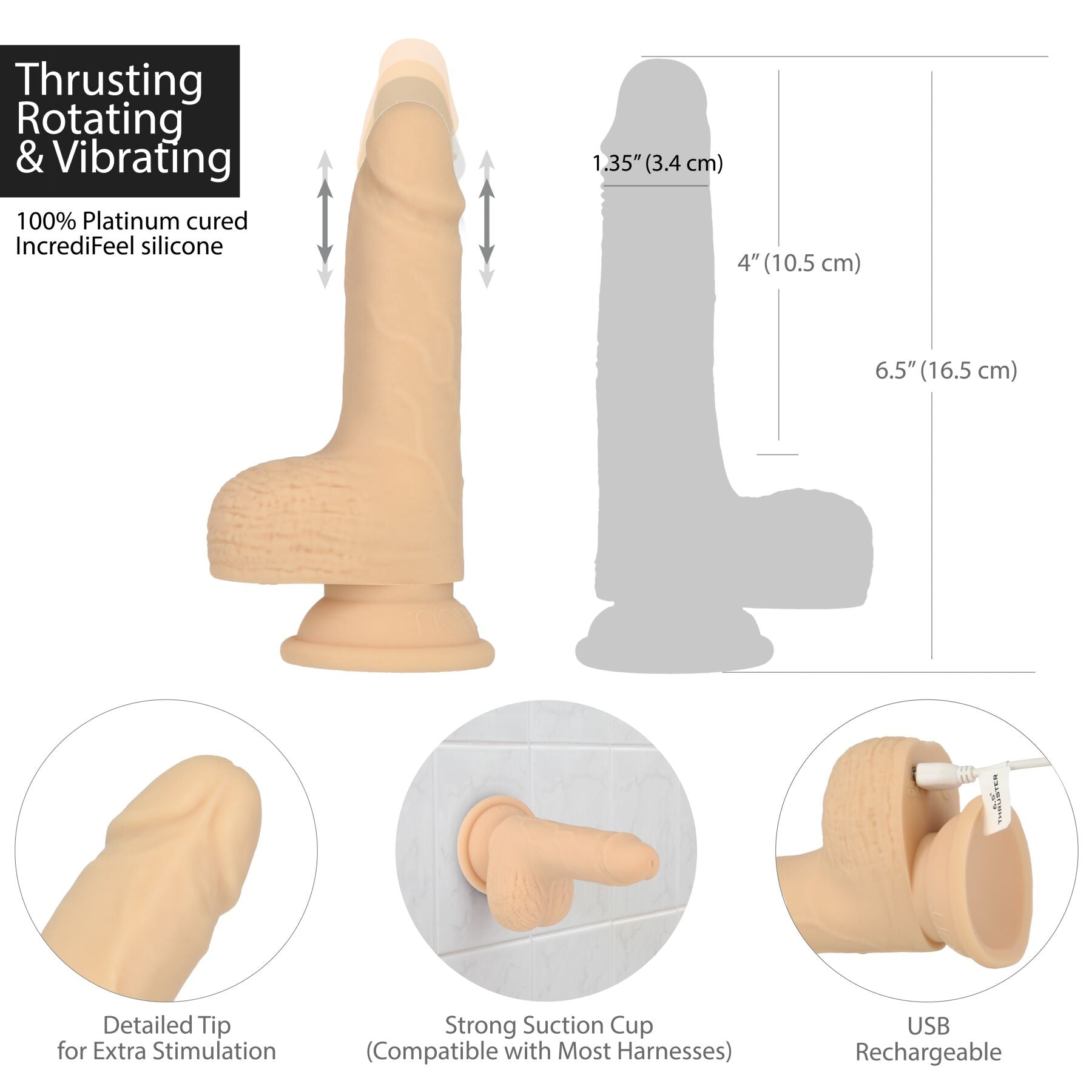 Thumb image for product index 3: Фаллоимитатор-пульсатор Naked Addiction Thrusting Dong With Remote, движения вперед-назад