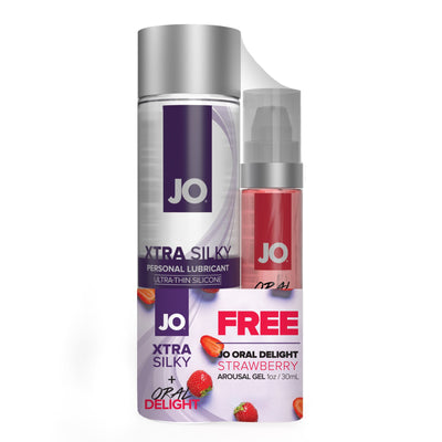 Main image for product index 1: Комплект JO GWP - Xtra Silky Silicone (120 мл) & Oral Delight - Strawberry (30 мл)