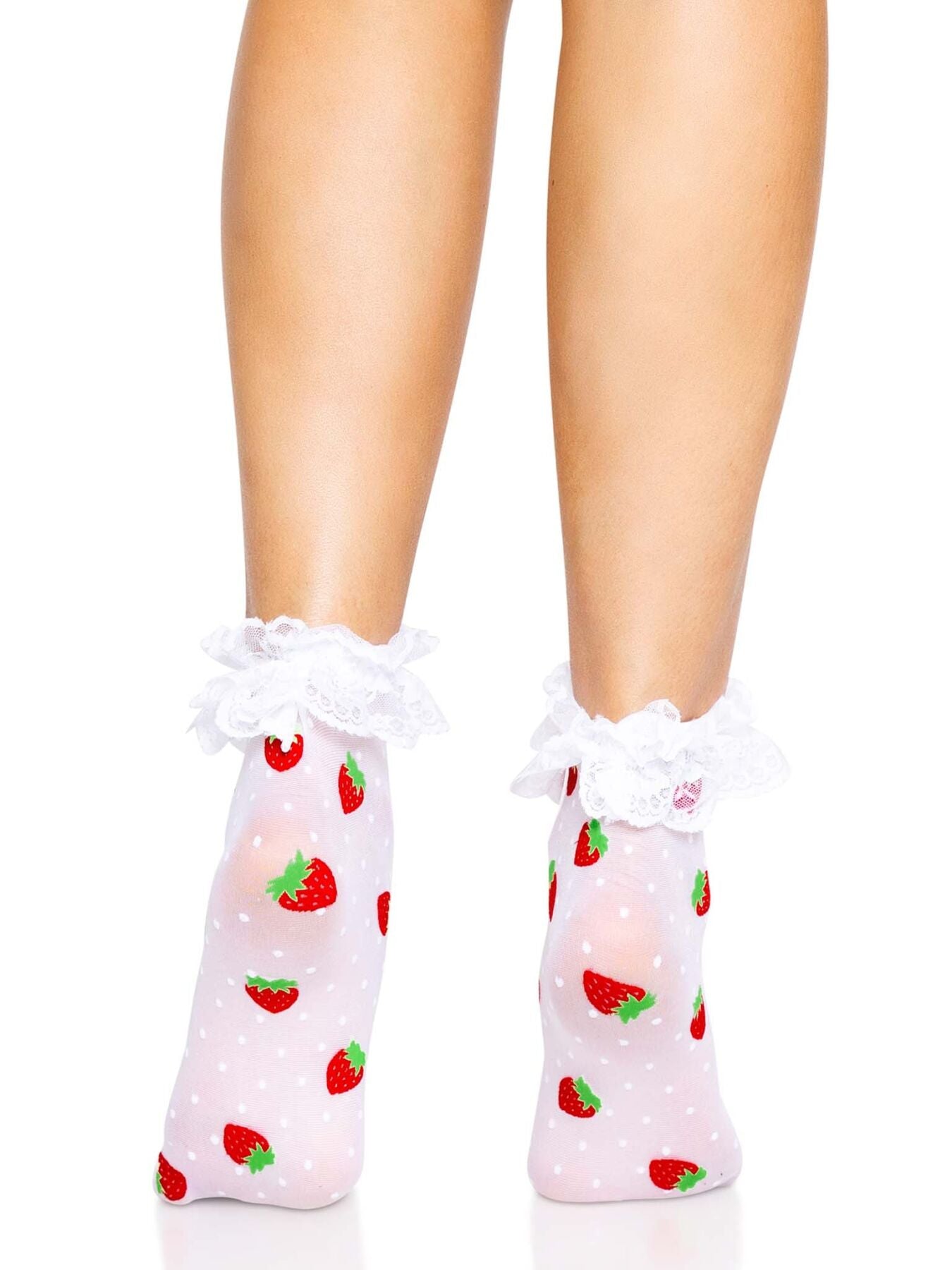 Thumb image for product index 3: Носки женские с клубничным принтом Leg Avenue Strawberry ruffle top anklets 