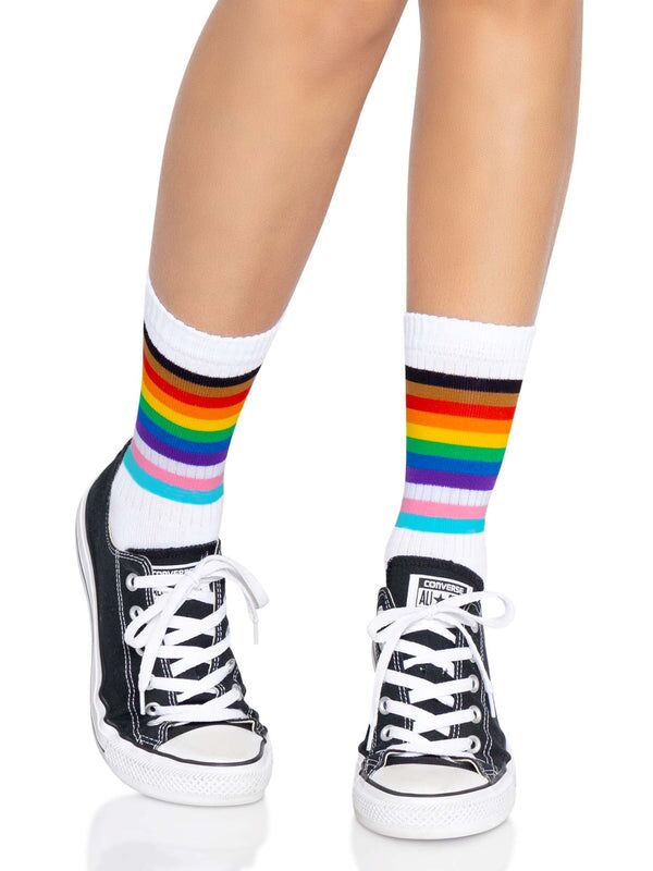 Thumb image for product index 3: Шкарпетки жіночі в смужку Leg Avenue Pride crew socks Rainbow