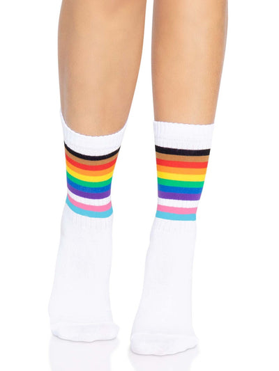 Main image for product index 1: Шкарпетки жіночі в смужку Leg Avenue Pride crew socks Rainbow