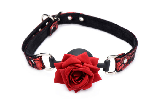 Кляп з трояндою Master Series: Eye-Catching Ball Gag With Rose