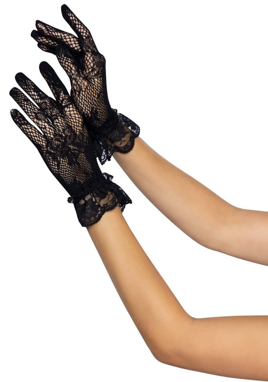 Короткие перчатки Leg Avenue Floral lace wristlength gloves Black_