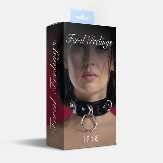 Нашийник для фіксації з натуральної шкіри Feral Feelings - D-Rings_