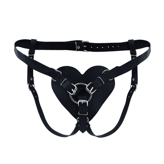 Трусики Серце для страпону з натуральної шкіри Feral Feelings - Hearts Strap-on Belt