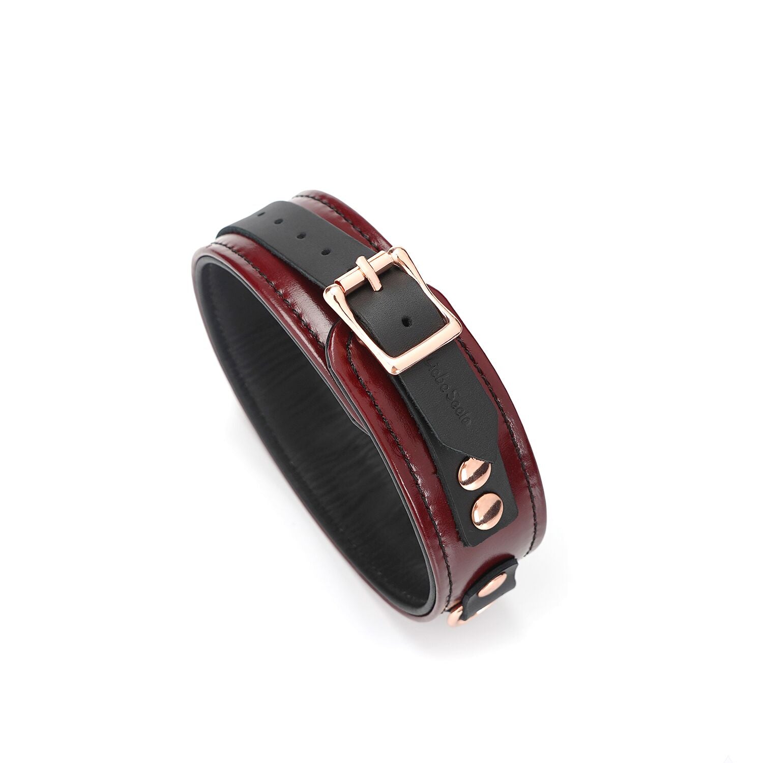 Thumb image for product index 4: Шкіряний нашийник з повідцем Liebe Seele Wine Red Collar and Leash, 3 кільця для кріплення