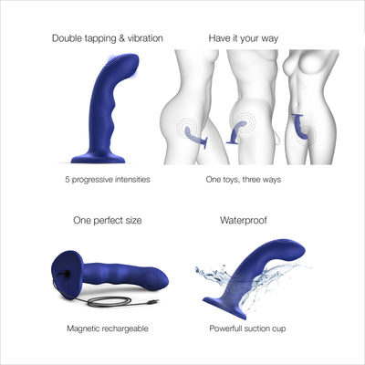 Main image for product index 3: Насадка для страпона з подвійною точковою пульсацією Strap-On-Me TAPPING DILDO WAVE