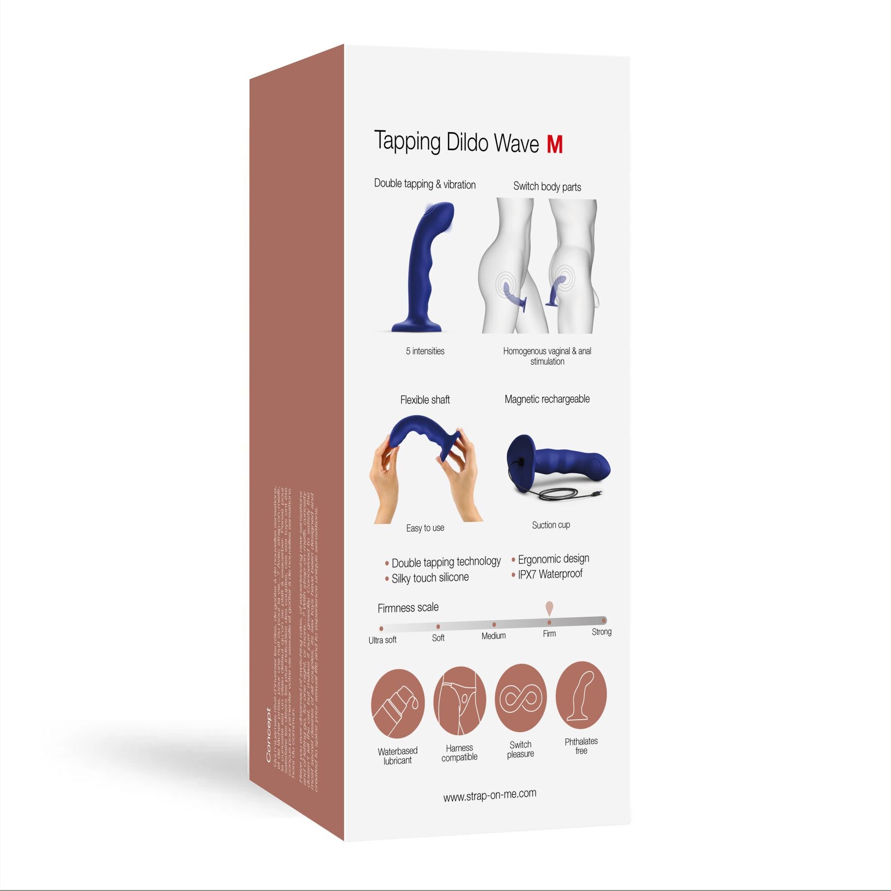 Thumb image for product index 6: Насадка для страпона з подвійною точковою пульсацією Strap-On-Me TAPPING DILDO WAVE