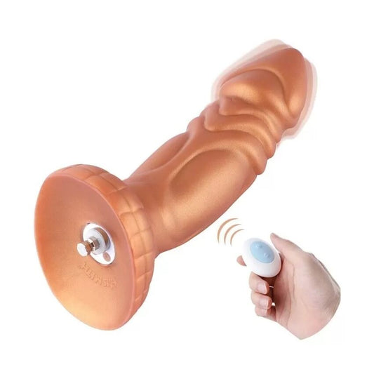 Фалоімітатор-насадка, ділдо для секс-машин з вібрацією Hismith Slightly Curved Vibrating Silicone Dildo Monster Series