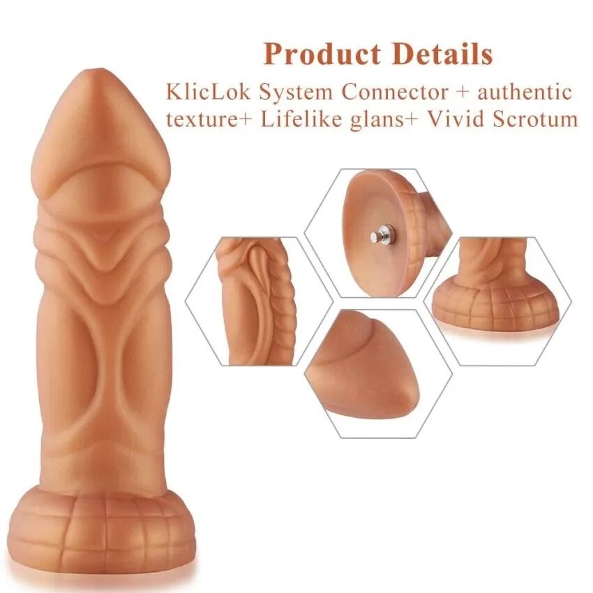 Thumb image for product index 4: Фаллоимитатор-насадка, дилдо для секс-машин с вибрацией Hismith Slightly Curved Vibrating Silicone Dildo Monster Series