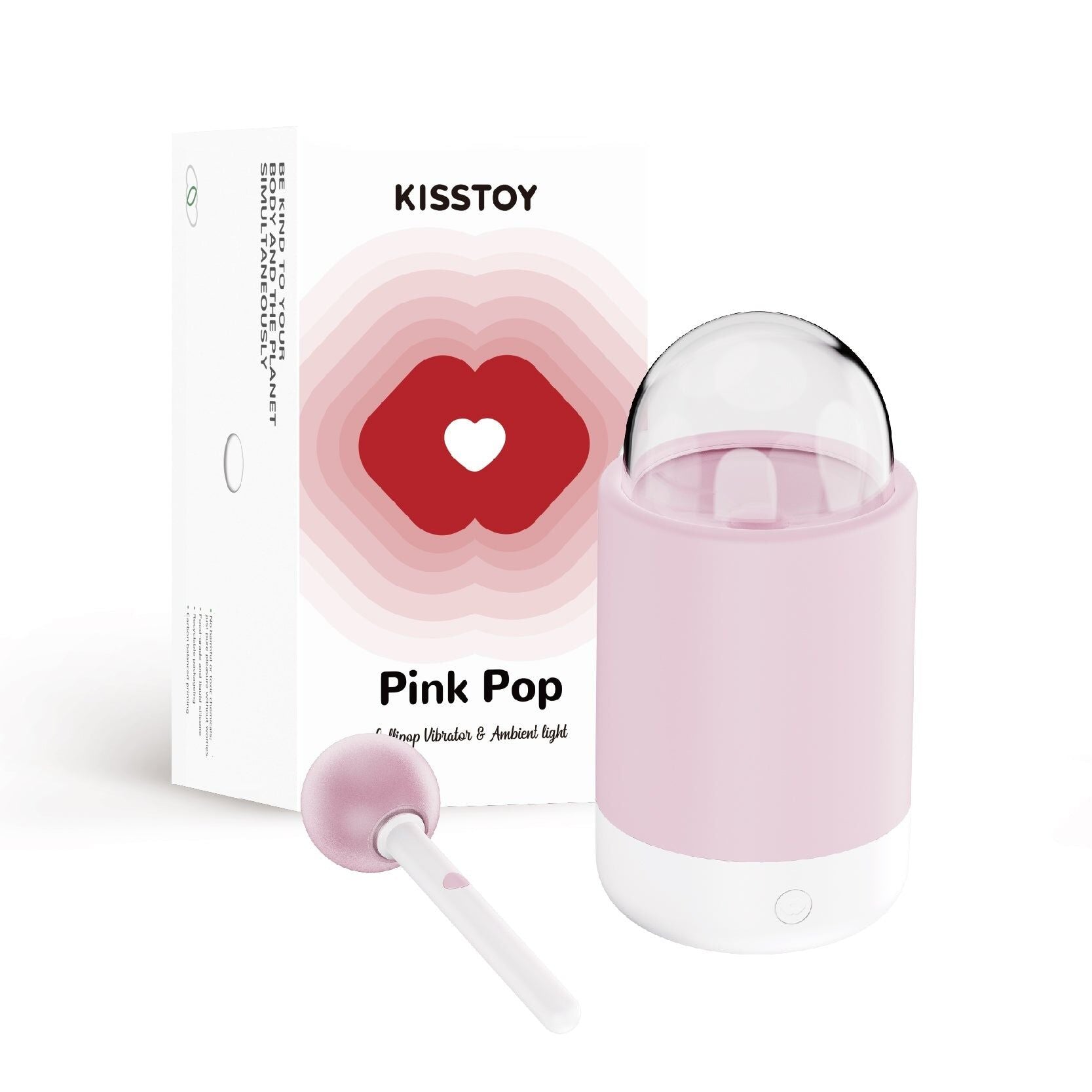 Thumb image for product index 4: Вібратор-цукерка на паличці KISSTOY Pink Pop, зарядний кейс-нічник