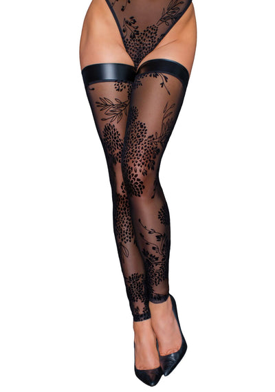 Main image for product index 1: Панчохи Noir Handmade F243 Tulle stockings with patterned flock embroidery