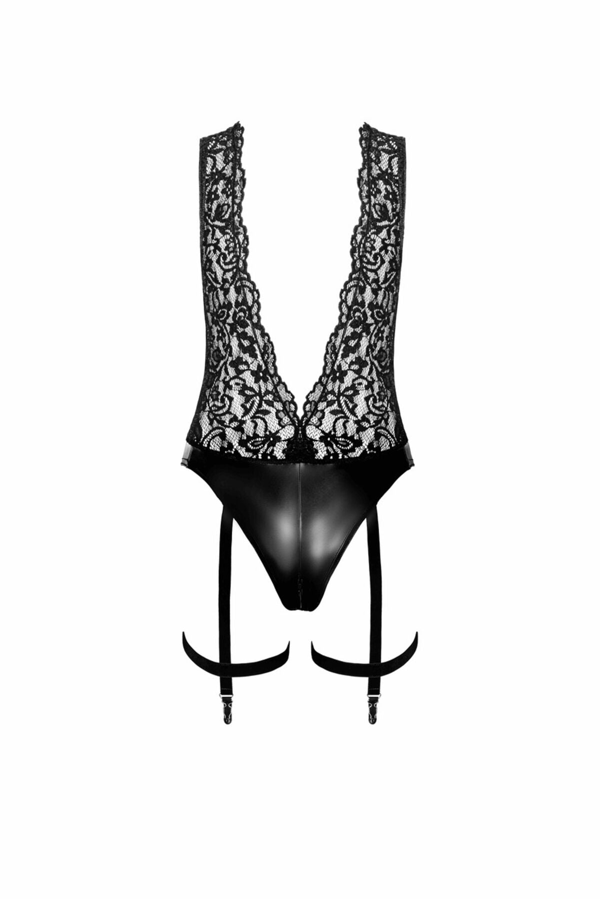 Thumb image for product index 5: Боди Noir Handmade F297 Libido Deep-V bodysuit with collar, pearl chain and garter