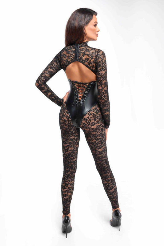 Комбінезон Noir Handmade F299 Enigma lace catsuit with underbust bodice_