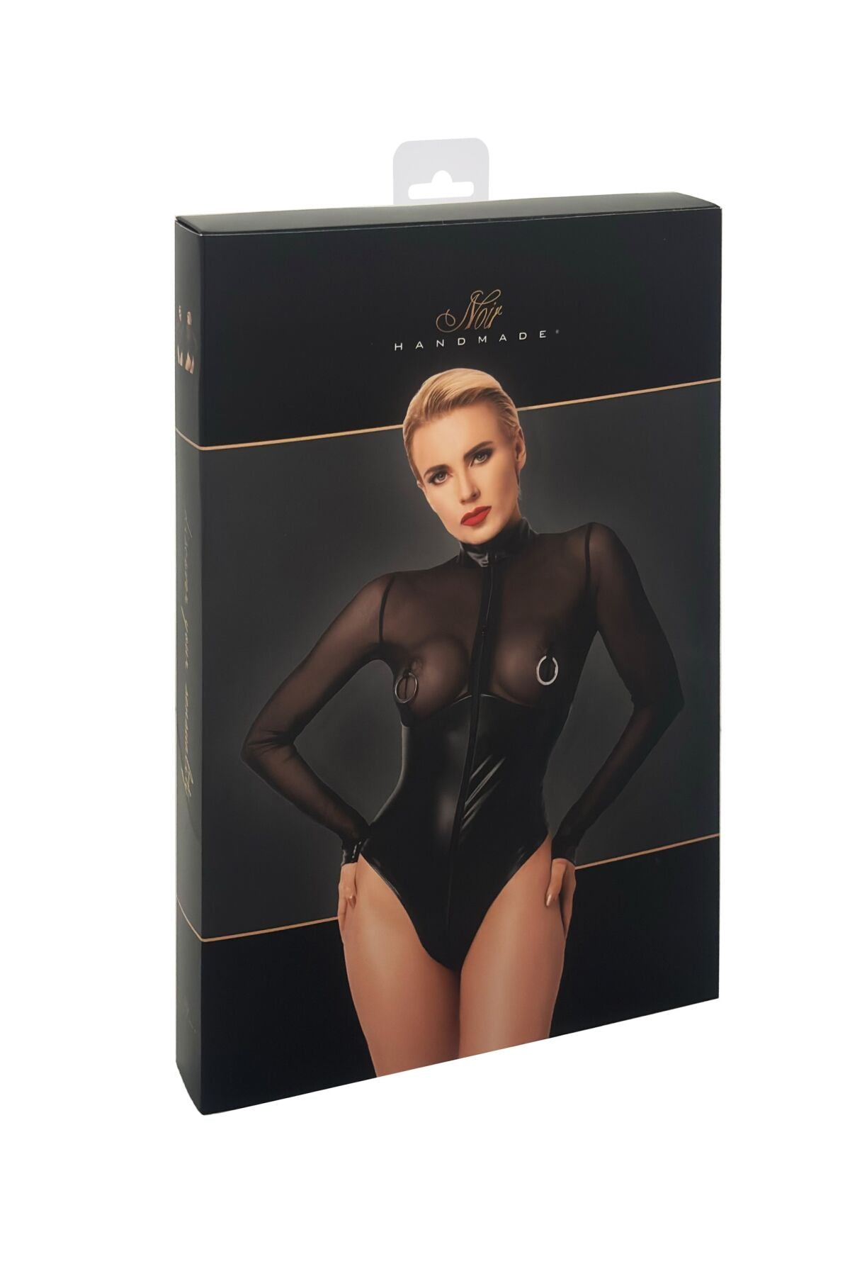 Thumb image for product index 9: Боди Noir Handmade F321 Edge wetlook and mesh body with rings 