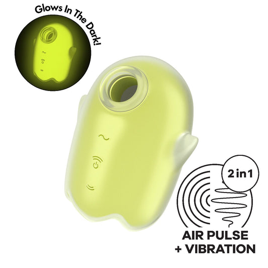 Вакуумний кліторальний стимулятор з вібрацією Satisfyer Glowing Ghost, світиться в темряві