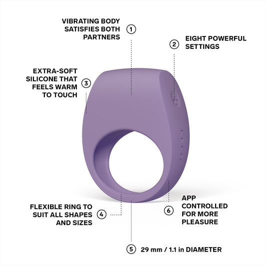 Ерекційне кільце з вібрацією LELO Tor 3, керування зі смартфона_