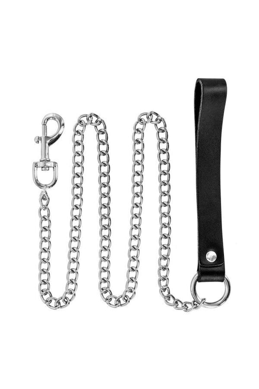 Поводок Fetish Tentation Premium Metal leash with cowhide leather wrist 115 см