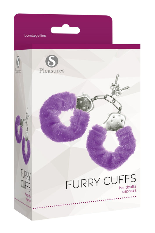 Наручники S Pleasures Furry Cuffs з пухнастим оздобленням, 2 ключі в комплекті_