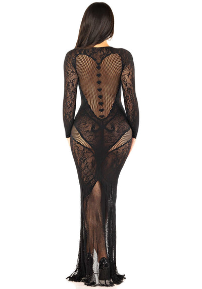 Платье Leg Avenue Lace and Net Bodycon Gown  - фото 12